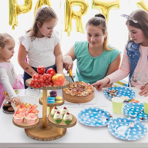 Wooden Cupcake Stand Display 4-Tier Rustic Dessert Cake Organizer for Weddings & Parties