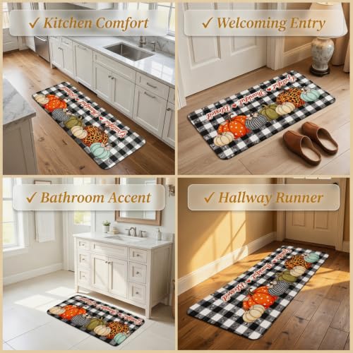 Pumpkin Fall Kitchen Rugs Set of 3 Washable Anti-Fatigue Mats for Floor