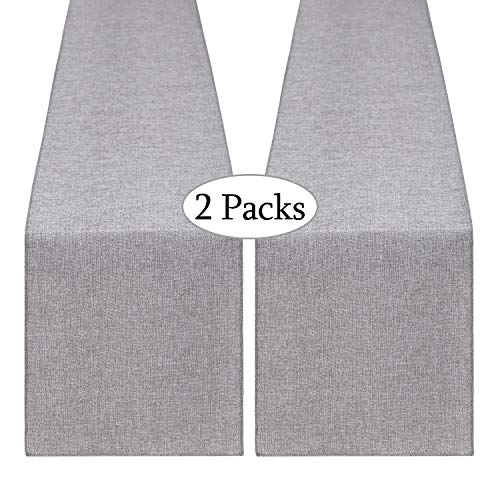 Gray Burlap Table Runner 13x108 Inch Set of 2 - Farmhouse & Wedding Decor