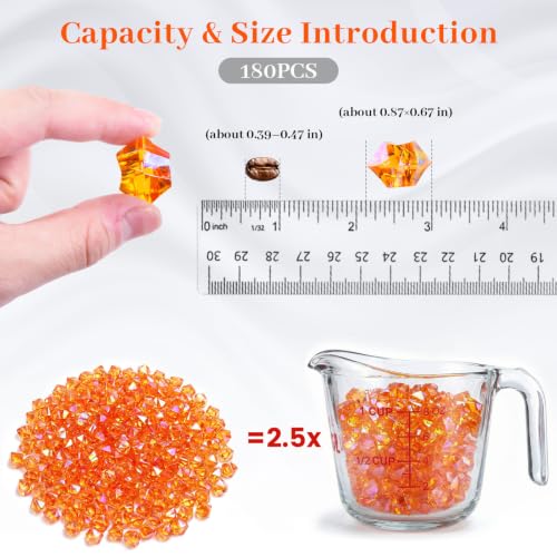Orange Iridescent Fake Ice Rocks - 180 pcs Acrylic Crystal Decor