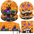 41Pcs Halloween Disposable Party Tableware Set with Ghost Pumpkin and Spider Web Designs