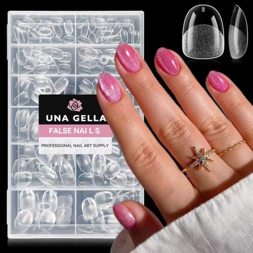 Extra Short Oval Nail Tips - 216pcs Clear Fake Nails for Beginners