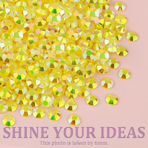 Lemon Yellow AB Flatback Rhinestones with Glue Set for Crafts and Nail Art - Small Pack