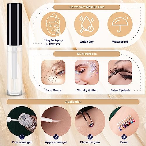 Colorful Face Gems Makeup Set AB & Clear Multicolored Crystals with Tools