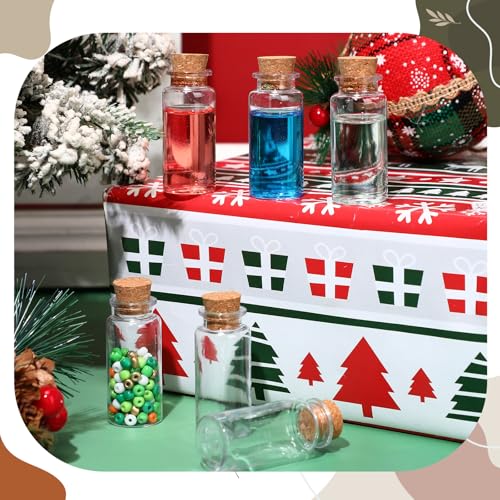 50 Packs 15ml Mini Plastic Bottles with Corks, Eye Screws & Funnels - DIY Craft Supplies