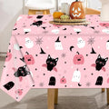 Pink Halloween Plastic Tablecloth 54x108 Inch - 3 Pack, Ghost Pumpkin Bat Design, Disposable Party Decor