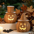 Halloween Pumpkin Lights Set - Rustic Terracotta Decorative Lanterns for Fall & Halloween