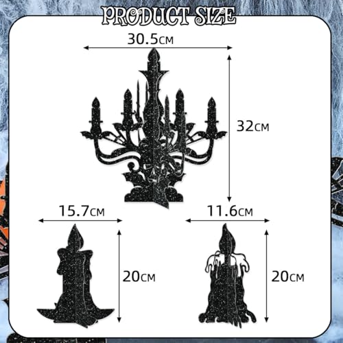 6Pcs Halloween Black Paper Candle Holders Wall Hanging Decor Set