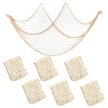 Natural Fish Net Decoration Set for Ocean & Mermaid Party, Beach Wall Hangings - Beige, 6 Pack