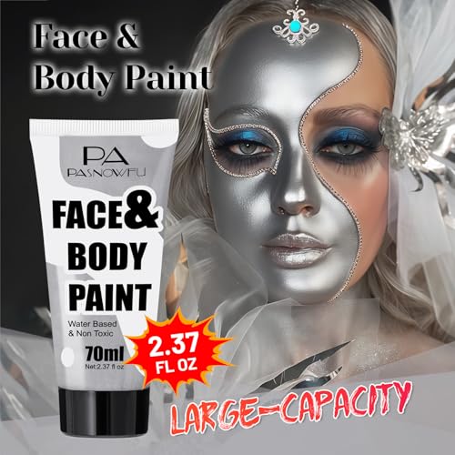 Silver Face Paint 70ml for Halloween Skeleton SFX Makeup & Cosplay