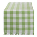 DII Fringed Check Table Runner - 14x72 Bright Green Cotton