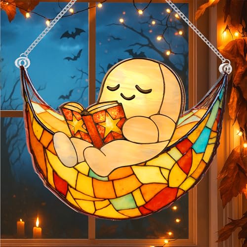 Halloween Faux Stained Glass Ghost Ornaments - Boo Cute Halloween Decorations