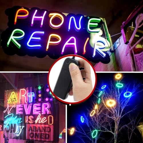 LED Neon Rope Lights 5M Battery-Powered Flexible Strip for Party & Costume