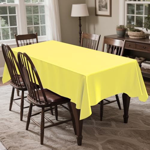 Light Yellow Plastic Table Cover Roll 54 Inch x 1200 Inch Disposable for Parties
