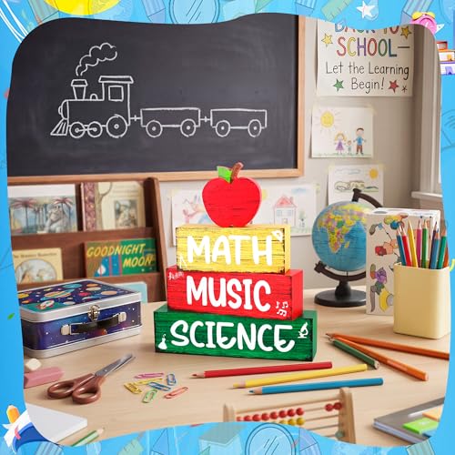 Back to School Wooden Tiered Tray Decor Set - Math Music Science Variation