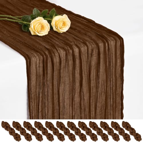 Brown Cheesecloth Table Runner 17x108 Inches - 12 Pack, Boho Home Decor