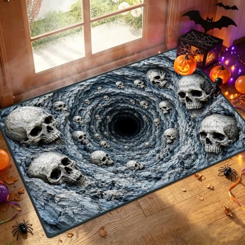 Halloween Skeleton Area Rug 2x3 Entryway Rug Skull Cave Door Mat - Indoor/Outdoor