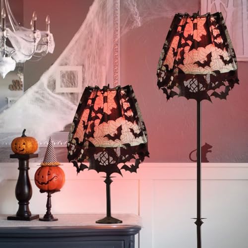 Halloween Lamp Shade Cover Set - Black Spider Web Decorations, 5 Pieces, Large 20x60 Inches - Indoor Outdoor Haunted House Decor - Variation 5