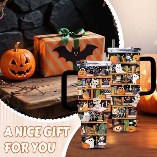 Halloween Book Lovers 40oz Stainless Steel Tumbler with Handle & Straw