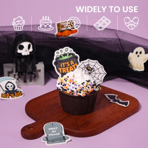 Edible Halloween Cake Toppers - Vibrant Wafer Paper Decorations, 72 Pieces