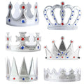 6 Pack Silver Foam Crown Set for Kids and Adults - Royal Party Accessories