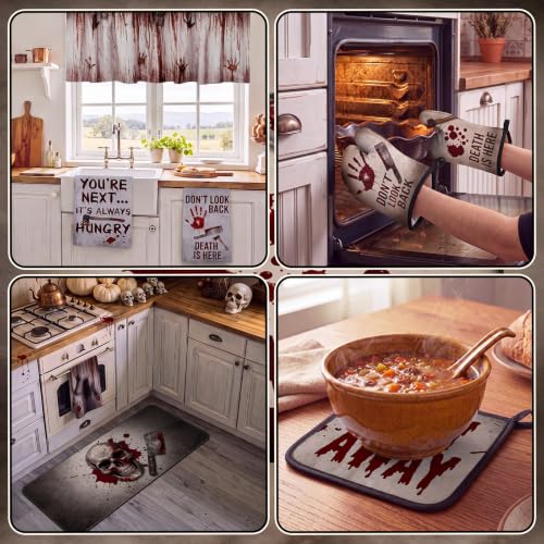 Halloween Kitchen Decor Set - Bloody Spooky Theme, 16 Pieces