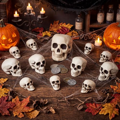 Extra Large 20 Pcs Halloween Skeleton Skulls Decor - Plastic Skull Heads