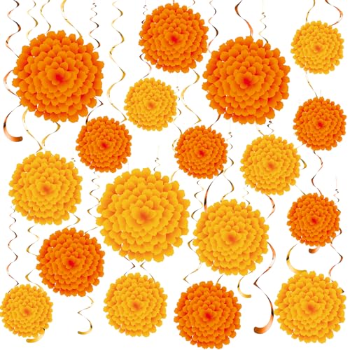 Marigold Flower Decorations for Diwali & Day of The Dead - 36 Pcs Set
