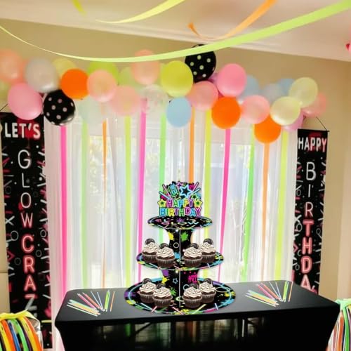 Glow in Dark Cupcake Stand 3-Tier Dessert Display for Birthdays & Parties