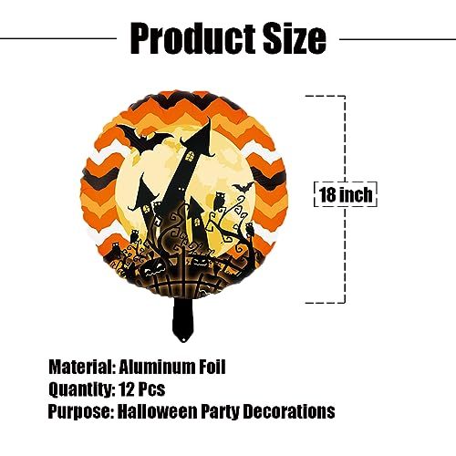 12 Pack Halloween Foil Balloons - 18 Inch Skeleton Pumpkin Party Decor