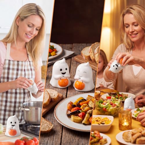 Halloween Ghost Salt and Pepper Shakers Set - Ceramic, Festive Table Decor