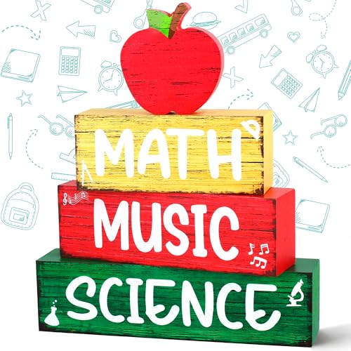 Back to School Wooden Tiered Tray Decor Set - Math Music Science Variation