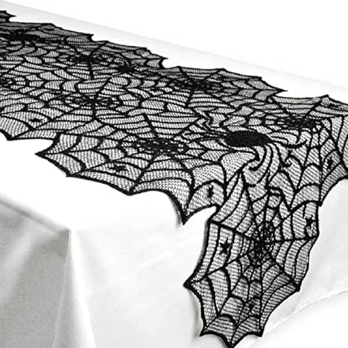 Halloween Lace Spider Web Table Runner 18x72 Inch for Party Decor