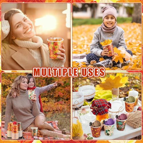 300 Pack Fall Disposable Paper Cups 8 oz Maple Leaves Thanksgiving Party