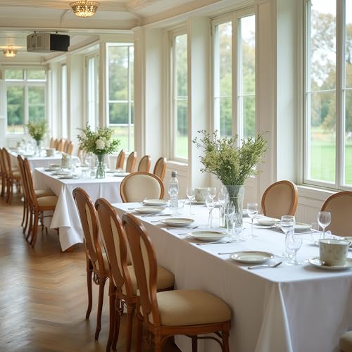 White Rectangular Table Cloths - 8 Pack 90x132 Inches for Events & Dining - Variation of THIS listing