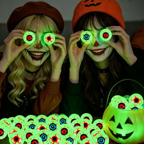 Glow in the Dark Halloween Fake Eyeballs 30-Pack - Spooky Plastic Decorations