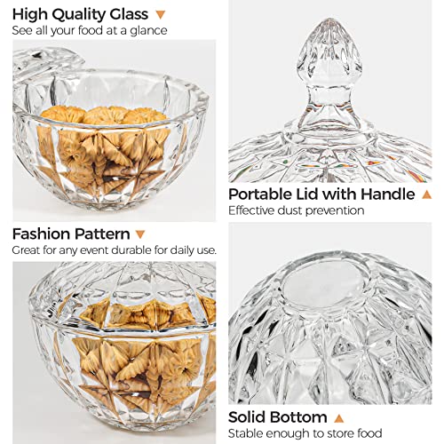 ComSaf 26oz Clear Glass Candy Dish with Lid - Elegant Pumpkin Ribbed Design - Variation 1