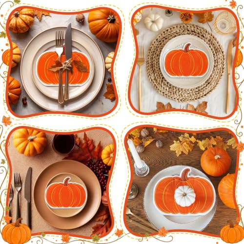 Pumpkin Fall Paper Napkins - Thanksgiving Autumn Party Supplies, 100 Pack