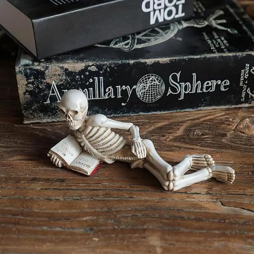 Halloween Skeleton Figurines Set - Gothic Resin Skull Decor for Bookshelf & Tabletop