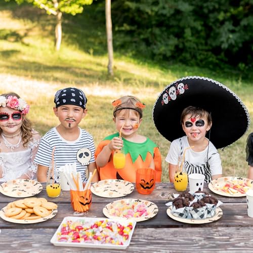 Halloween Party Ghost Bags & Pastel Paper Plates with Napkins - Decorations Supplies