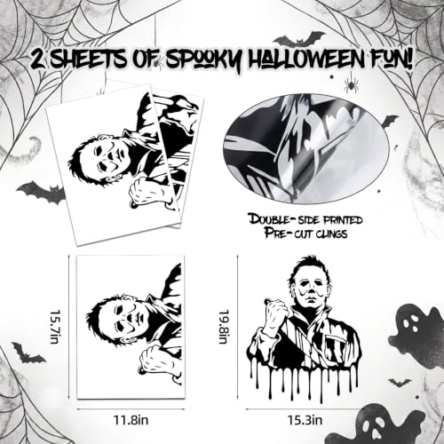 Halloween Horror Window Clings Set - Spooky Silhouette Decals for Doors & Glass