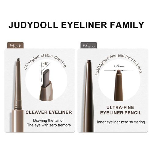 JUDYDOLL Ultrafine Eyeliner Gel Pencil - Smudge-Proof & Water-Resistant, Smooth Glide Formula | 01 Black Brown