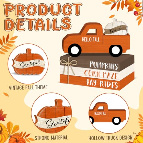 Fall Thanksgiving Tiered Tray Decor Set - 7 Pack Wooden Autumn Farmhouse Display - Variations of Fall