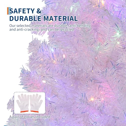 4ft White Christmas Tree with 150 LED Lights and 288 Branch Tips - Indoor Outdoor Holiday Decor - Garvee
