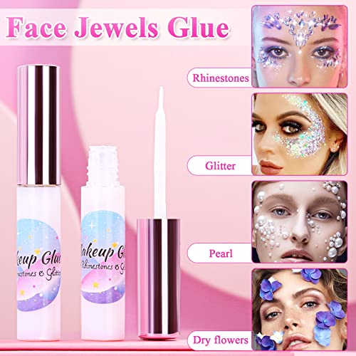 Face Makeup Glue for Rhinestones & Glitter - Waterproof Long-Lasting Adhesive with Precision Brush - Variation 1