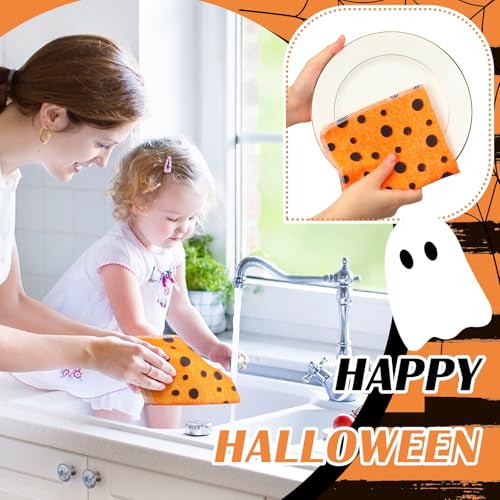 Halloween Ghost Reusable Paper Towels Roll - 36 Bulk Cotton Dish Towels