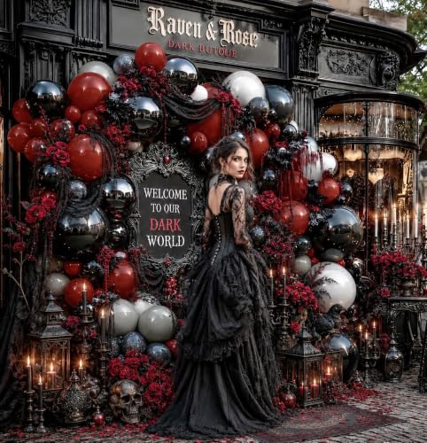Dark Red Black Balloon Arch Kit Double Stuffed Burgundy Maroon Gothic Halloween Party Decor - Variation of THIS listing