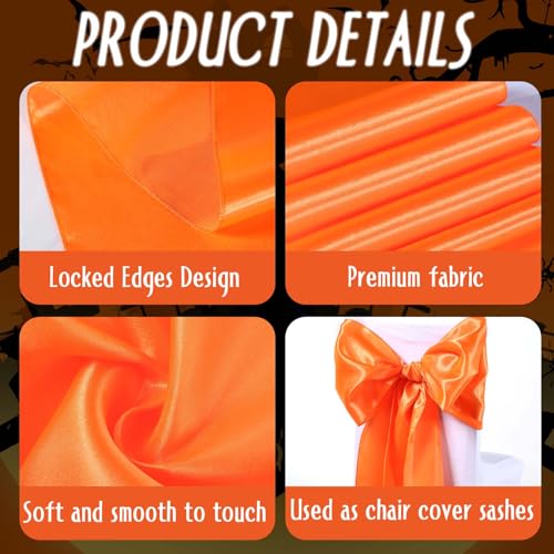 VitalCozy 12pcs Satin Table Runners Halloween Set - Black, Orange, Purple
