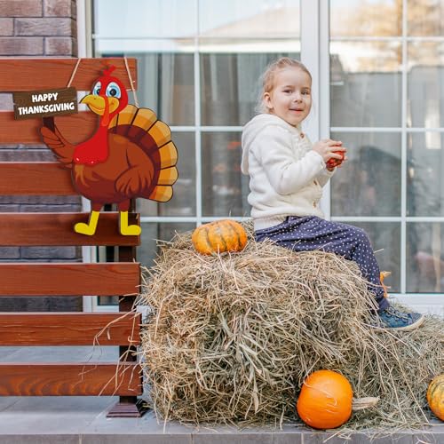Happy Thanksgiving Wooden Turkey Door Sign Decor - Classic Fall Autumn