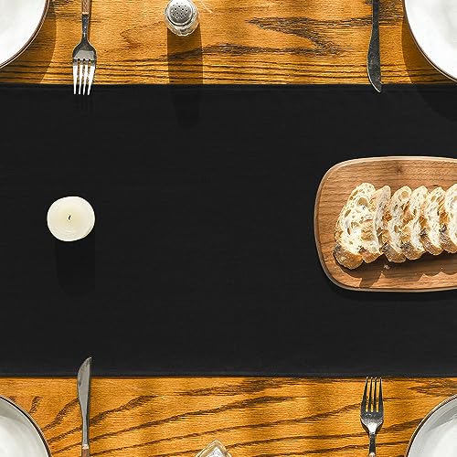 Black Table Runner 13x36 Inch - Halloween Washable Kitchen Decor